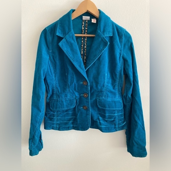 Vintage y2k Canyon River Blues Turquoise Curduroy Blazer Jacket Medium Boho - Picture 10 of 16